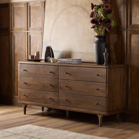Eldrin 6 Drawer Dresser - Warm Brown Mango