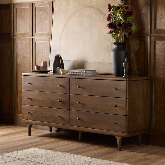 Eldrin 6 Drawer Dresser - Warm Brown Mango