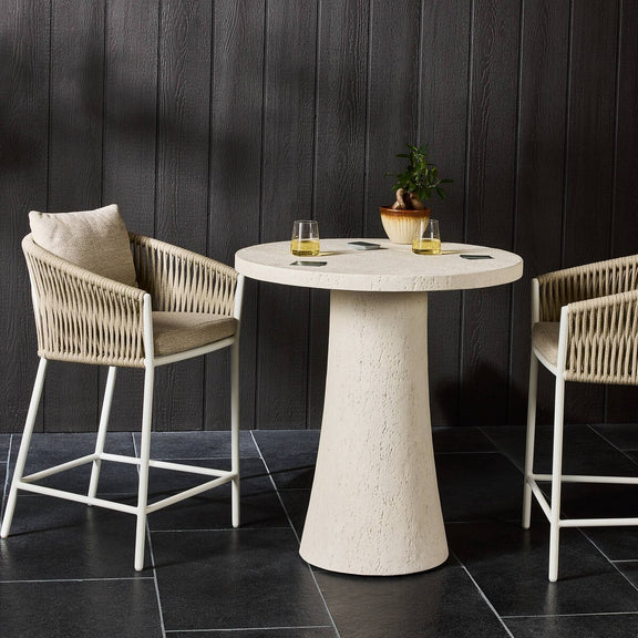 Varda Outdoor Bar + Counter Table - Coarse Ivory Concrete
