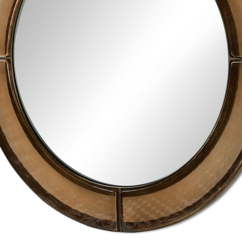 Ayano Small Round Mirror - Smoked Brown Cast Glass