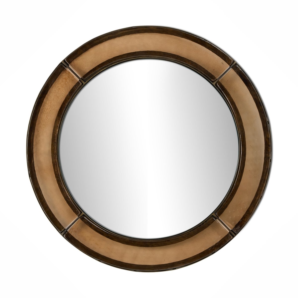 Ayano Small Round Mirror - Smoked Brown Cast Glass