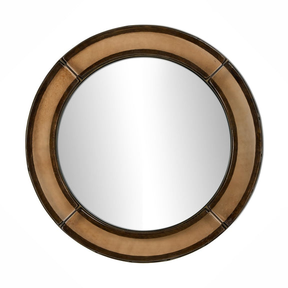 Ayano Small Round Mirror - Smoked Brown Cast Glass