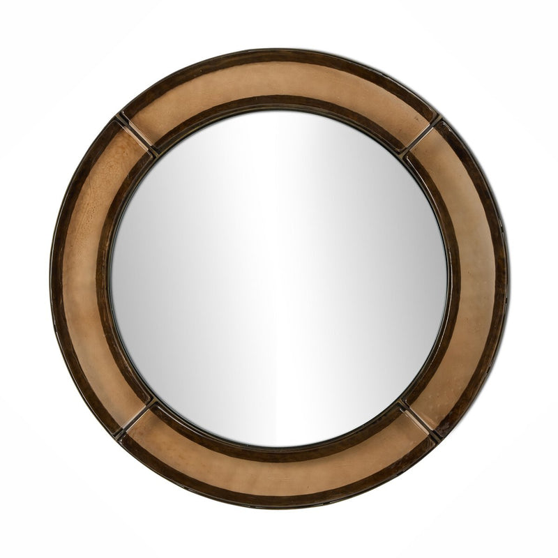Ayano Small Round Mirror - Smoked Brown Cast Glass