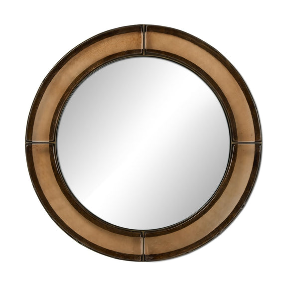 Ayano Small Round Mirror - Smoked Brown Cast Glass