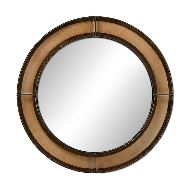 Ayano Small Round Mirror - Smoked Brown Cast Glass