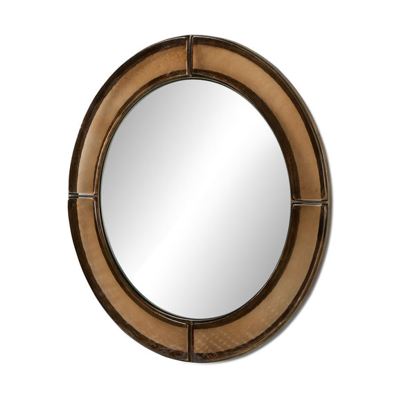 Ayano Small Round Mirror - Smoked Brown Cast Glass