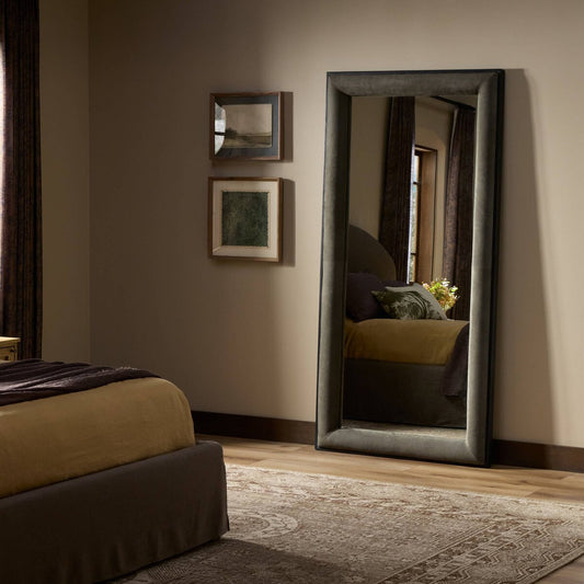 Velaz Floor Mirror - Distressed Black Oak Veneer