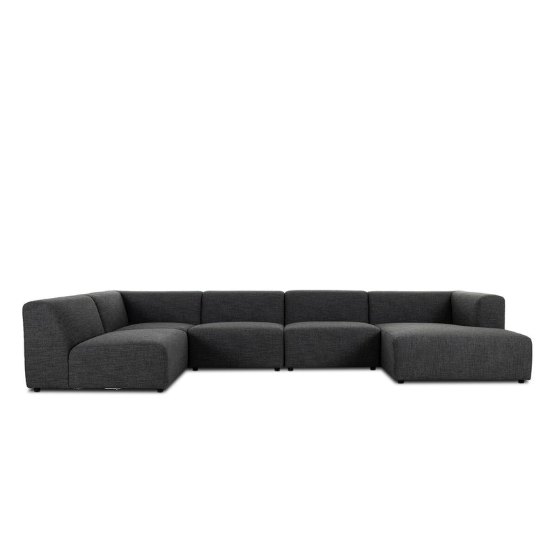 Lawndale 5-Piece Chaise Sectional - Saxon Charcoal