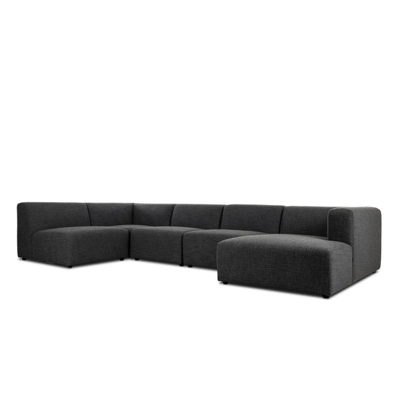 Lawndale 5-Piece Chaise Sectional - Saxon Charcoal