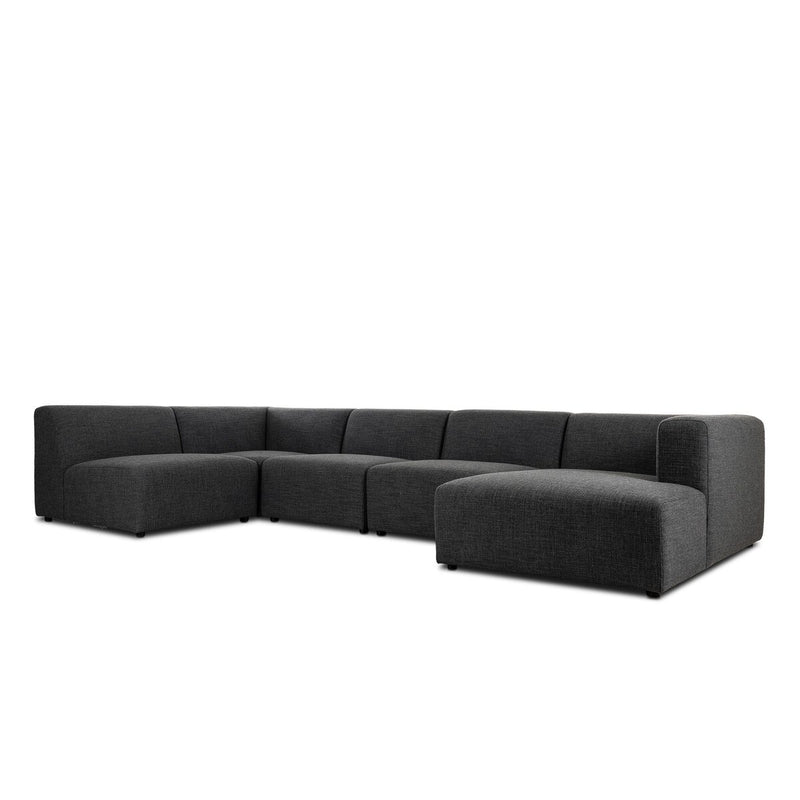 Lawndale 5-Piece Chaise Sectional - Saxon Charcoal