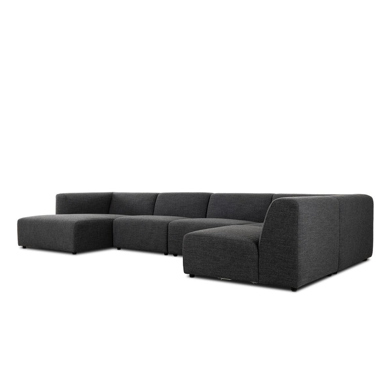 Lawndale 5-Piece Chaise Sectional - Saxon Charcoal