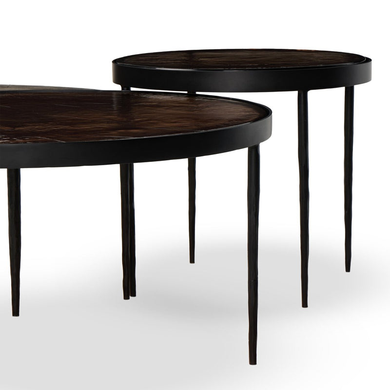 Yoko Nesting Tables - Set Of 3 - Smoked Brown Cast Glass