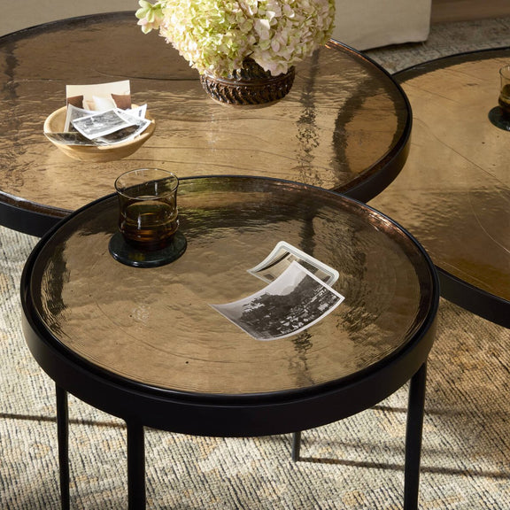 Yoko Nesting Tables - Set Of 3 - Smoked Brown Cast Glass