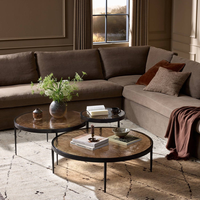 Yoko Nesting Tables - Set Of 3 - Smoked Brown Cast Glass