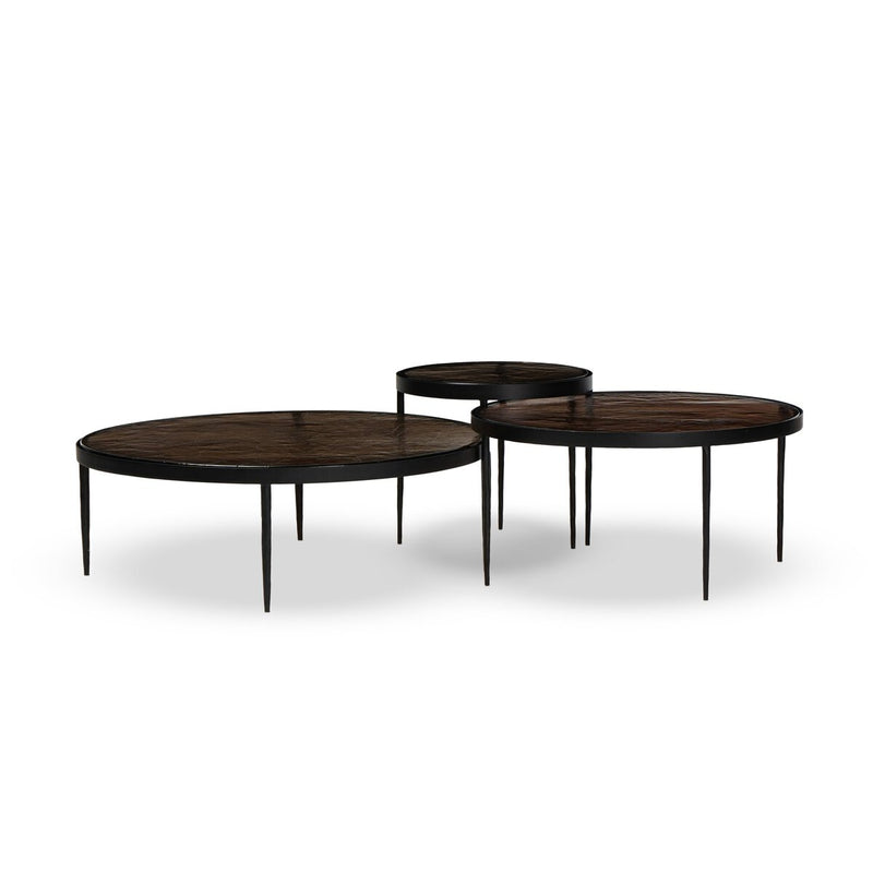 Yoko Nesting Tables - Set Of 3 - Smoked Brown Cast Glass