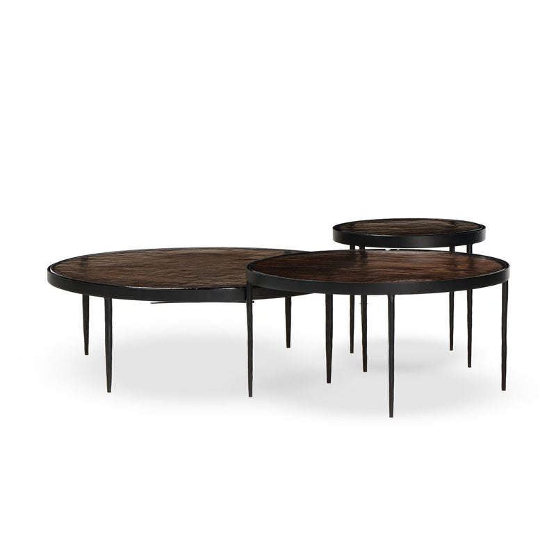 Yoko Nesting Tables - Set Of 3 - Smoked Brown Cast Glass