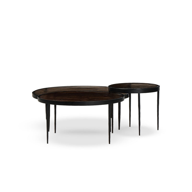 Yoko Nesting Tables - Set Of 3 - Smoked Brown Cast Glass