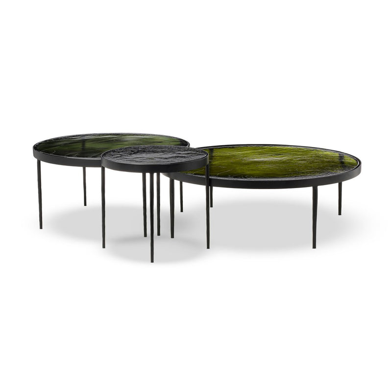 Yoko Nesting Tables (Set of 3) - Moss Cast Glass
