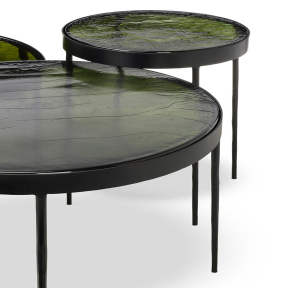 Yoko Nesting Tables (Set of 3) - Moss Cast Glass