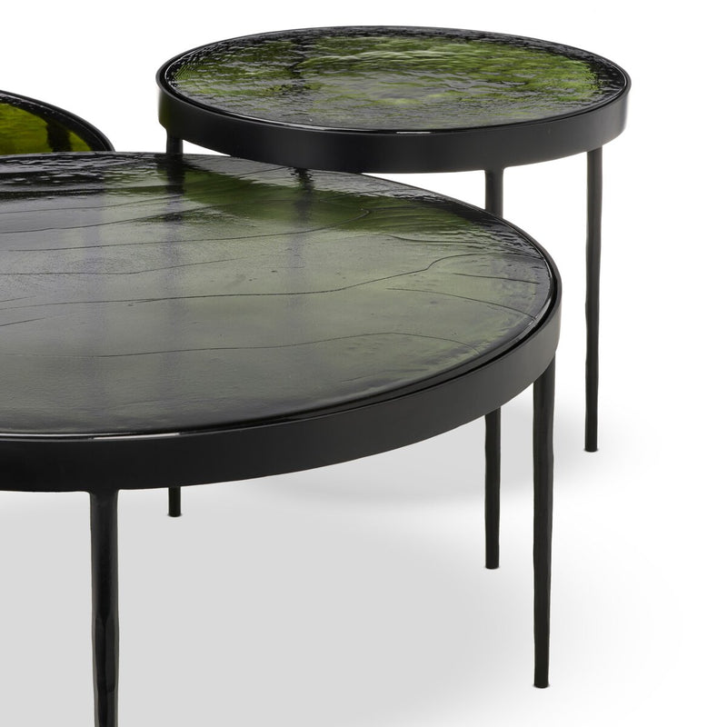 Yoko Nesting Tables (Set of 3) - Moss Cast Glass