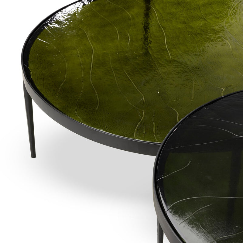 Yoko Nesting Tables (Set of 3) - Moss Cast Glass