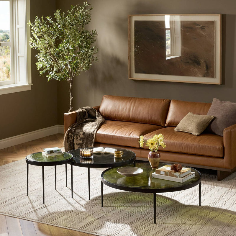 Yoko Nesting Tables (Set of 3) - Moss Cast Glass
