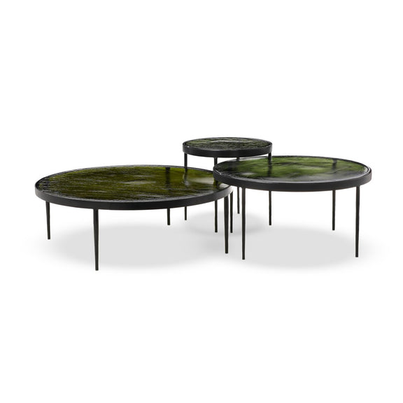 Yoko Nesting Tables (Set of 3) - Moss Cast Glass