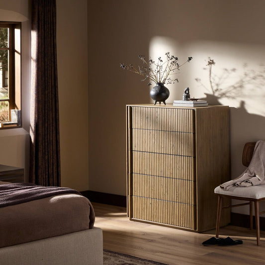 Leo 5-Drawer Dresser - Rustic Grey