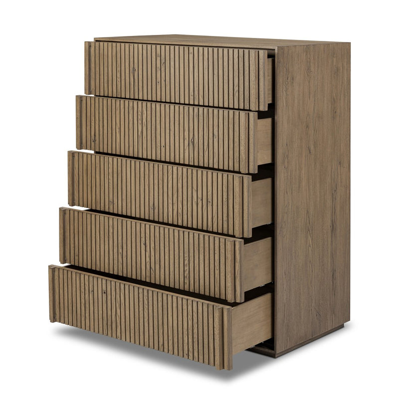 Leo 5-Drawer Dresser - Rustic Grey