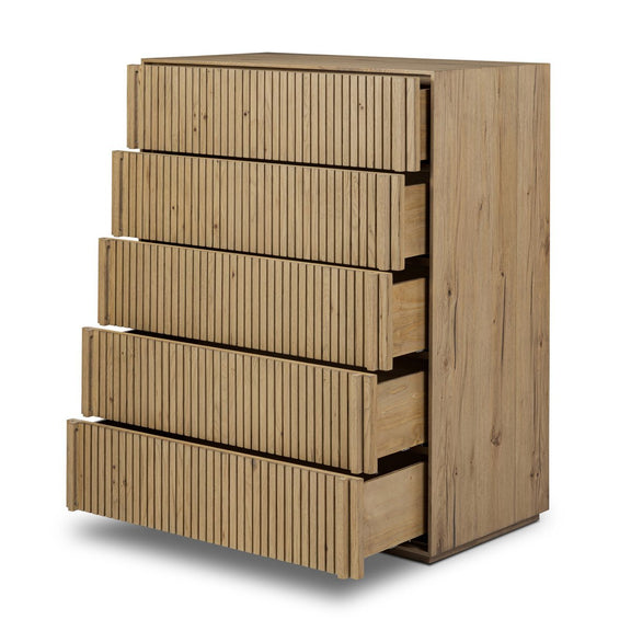 Leo 5-Drawer Dresser - Rustic Light Natural Oak