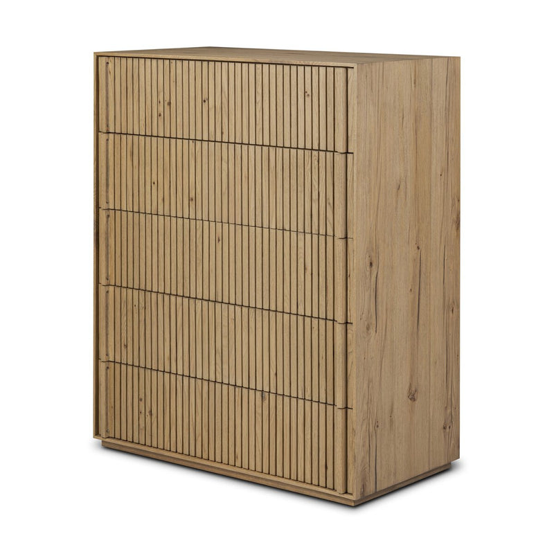 Leo 5-Drawer Dresser - Rustic Light Natural Oak