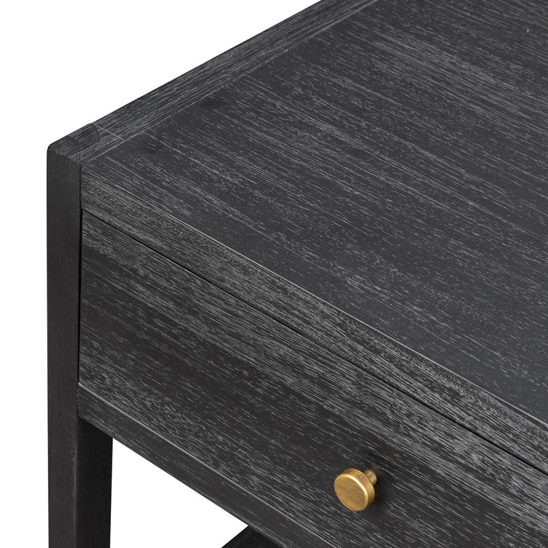 Sullivan Small Nightstand - Brushed Black Acacia Solid
