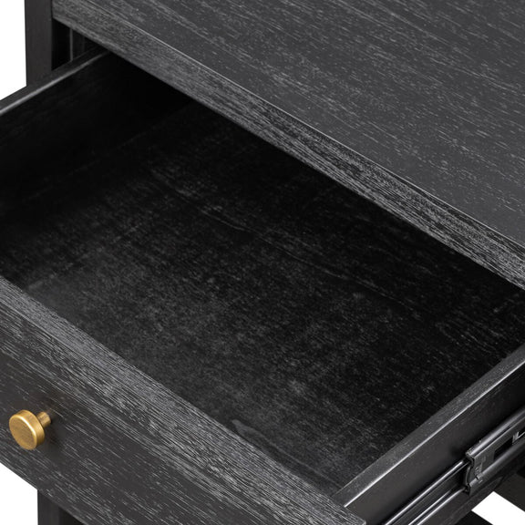 Sullivan Small Nightstand - Brushed Black Acacia Solid