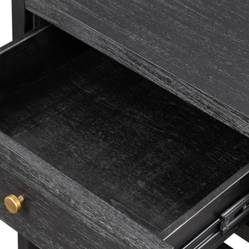 Sullivan Small Nightstand - Brushed Black Acacia Solid