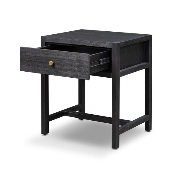 Sullivan Small Nightstand - Brushed Black Acacia Solid