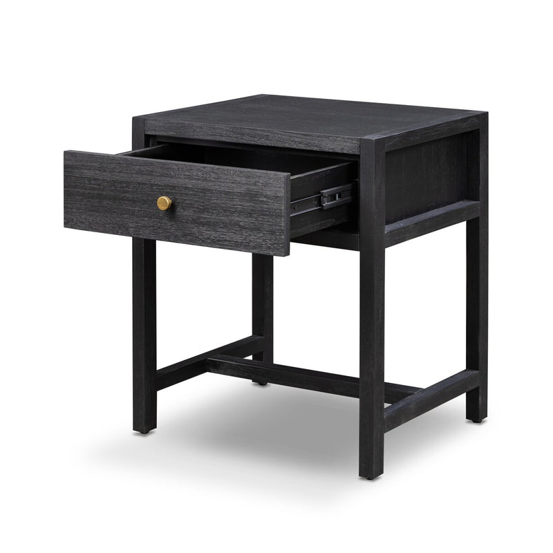 Sullivan Small Nightstand - Brushed Black Acacia Solid