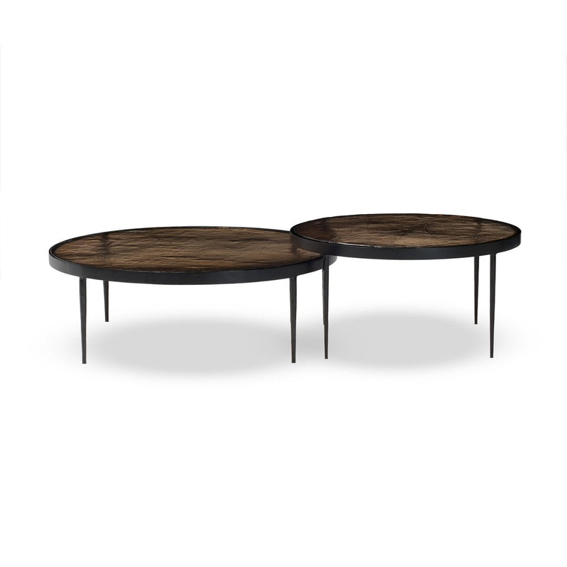 Yoko Nesting Tables - Set Of 2 - Smoked Brown Cast Glass