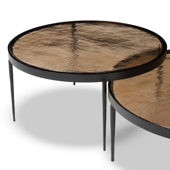 Yoko Nesting Tables - Set Of 2 - Smoked Brown Cast Glass