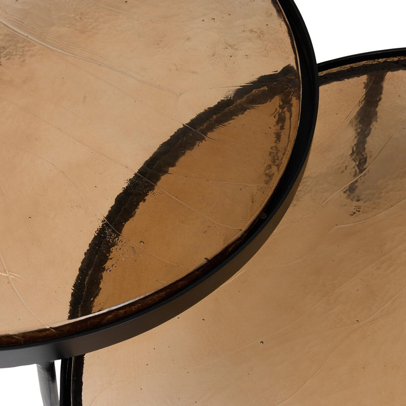 Yoko Nesting Tables - Set Of 2 - Smoked Brown Cast Glass