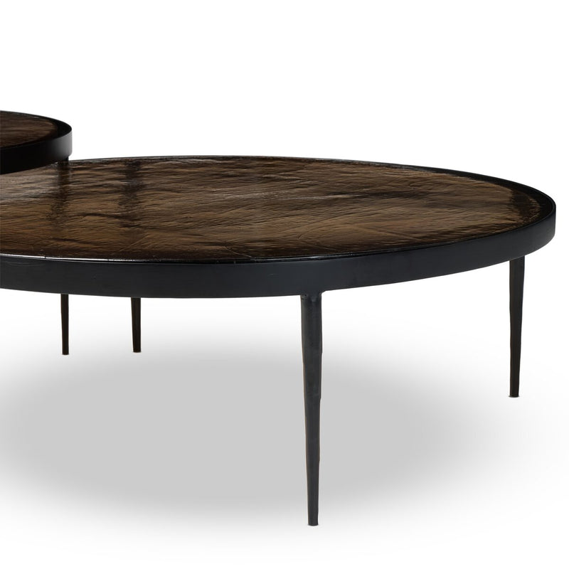 Yoko Nesting Tables - Set Of 2 - Smoked Brown Cast Glass