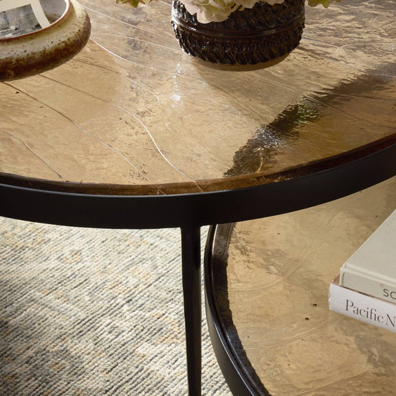 Yoko Nesting Tables - Set Of 2 - Smoked Brown Cast Glass