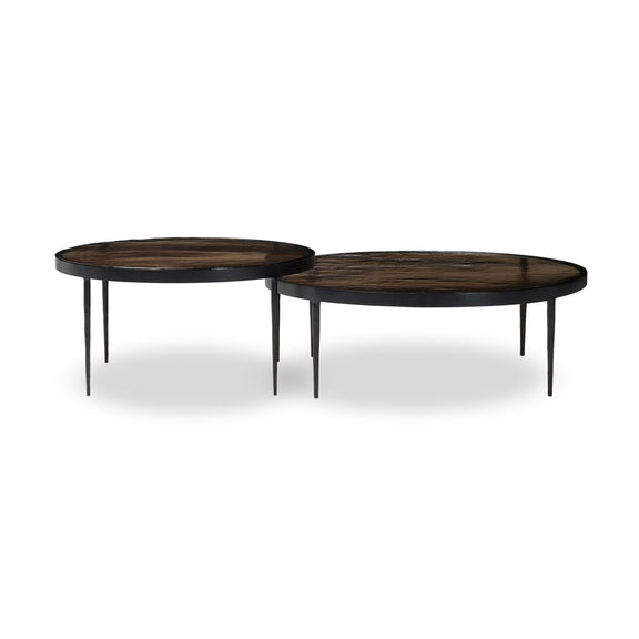 Yoko Nesting Tables - Set Of 2 - Smoked Brown Cast Glass