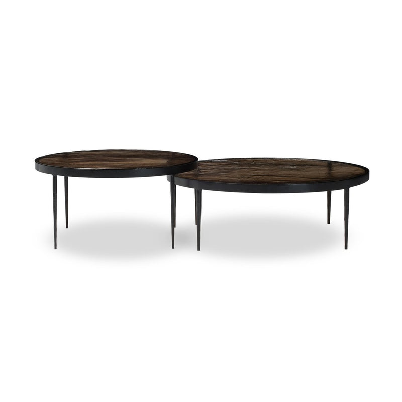 Yoko Nesting Tables - Set Of 2 - Smoked Brown Cast Glass