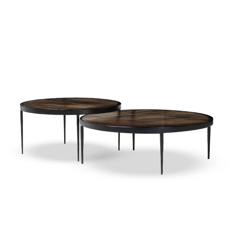 Yoko Nesting Tables - Set Of 2 - Smoked Brown Cast Glass