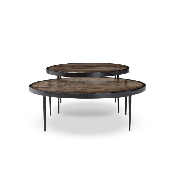 Yoko Nesting Tables - Set Of 2 - Smoked Brown Cast Glass