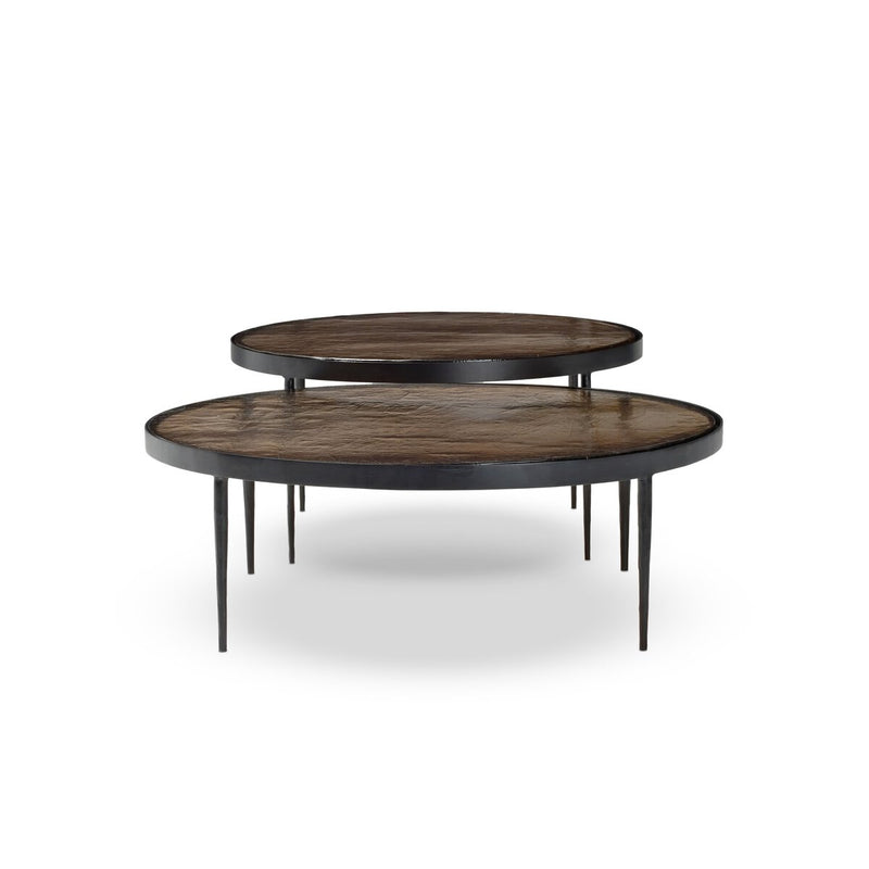 Yoko Nesting Tables - Set Of 2 - Smoked Brown Cast Glass