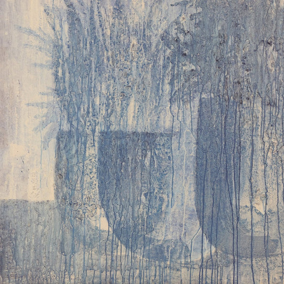 Blue Flowers No. 1 by Benjamin Galvan - Natural Maple Floater