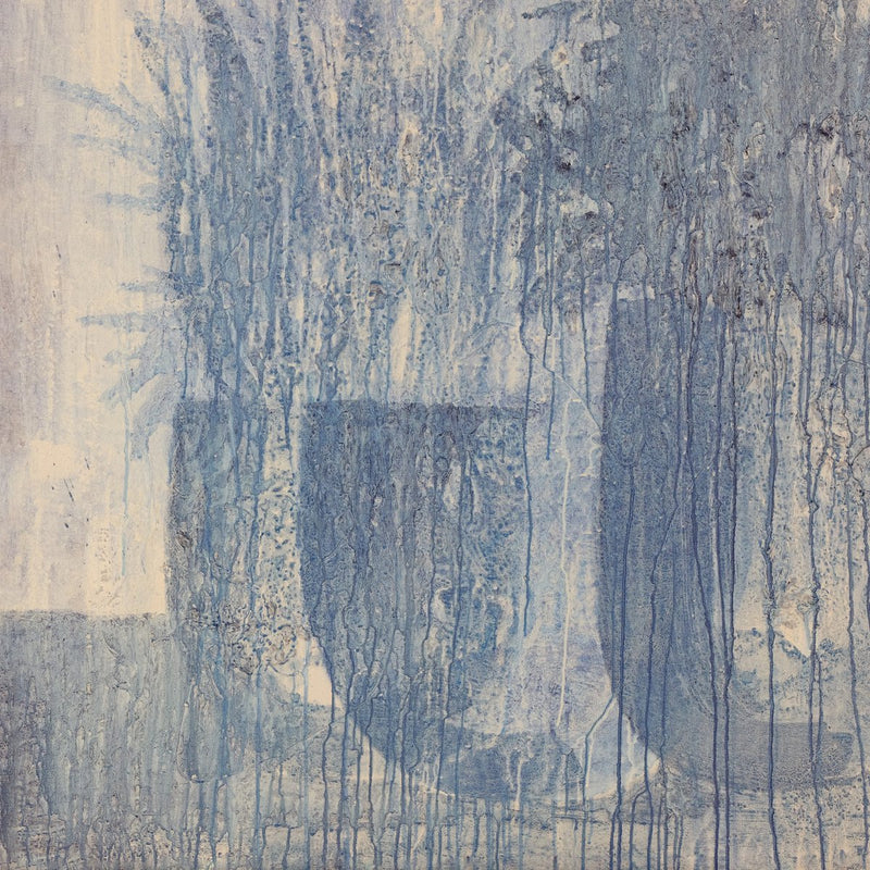 Blue Flowers No. 1 by Benjamin Galvan - Natural Maple Floater