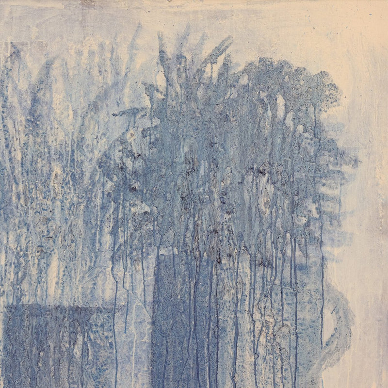Blue Flowers No. 1 by Benjamin Galvan - Natural Maple Floater