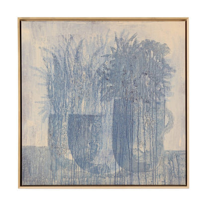 Blue Flowers No. 1 by Benjamin Galvan - Natural Maple Floater